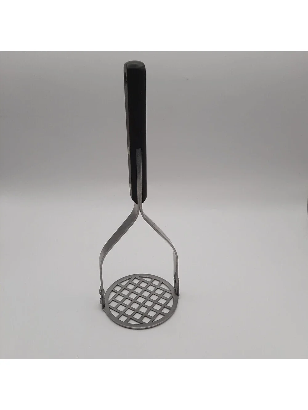 Vintage Stainless Steel Potato Masher with Black Handle USA
